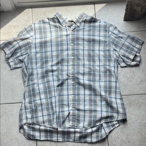 Nautica Gray and Blue Plaid Casual Shirt